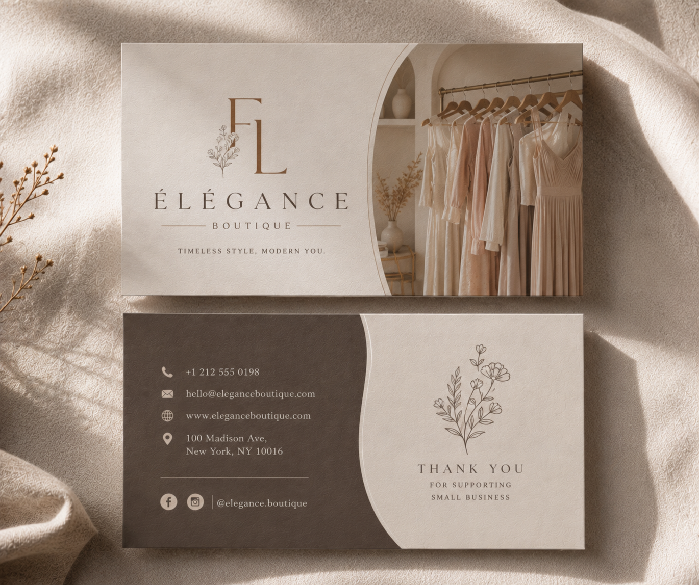 Élégance Boutique business card design