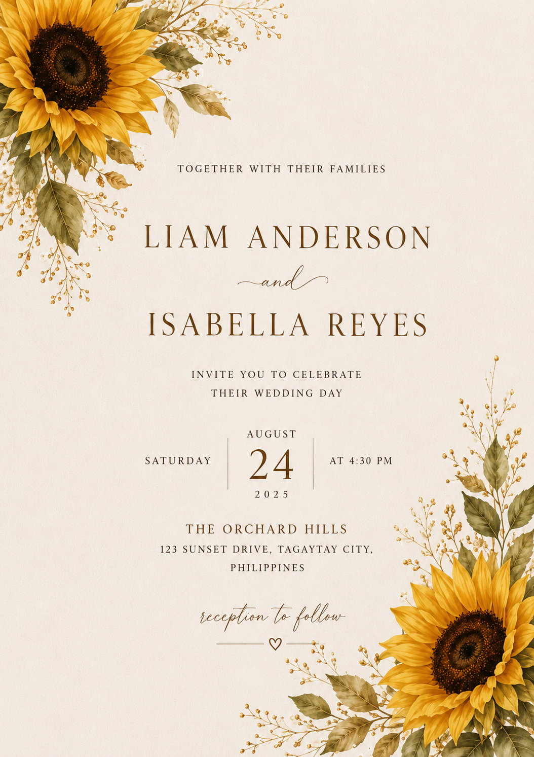 Sunflower Meadow — wedding invitation design