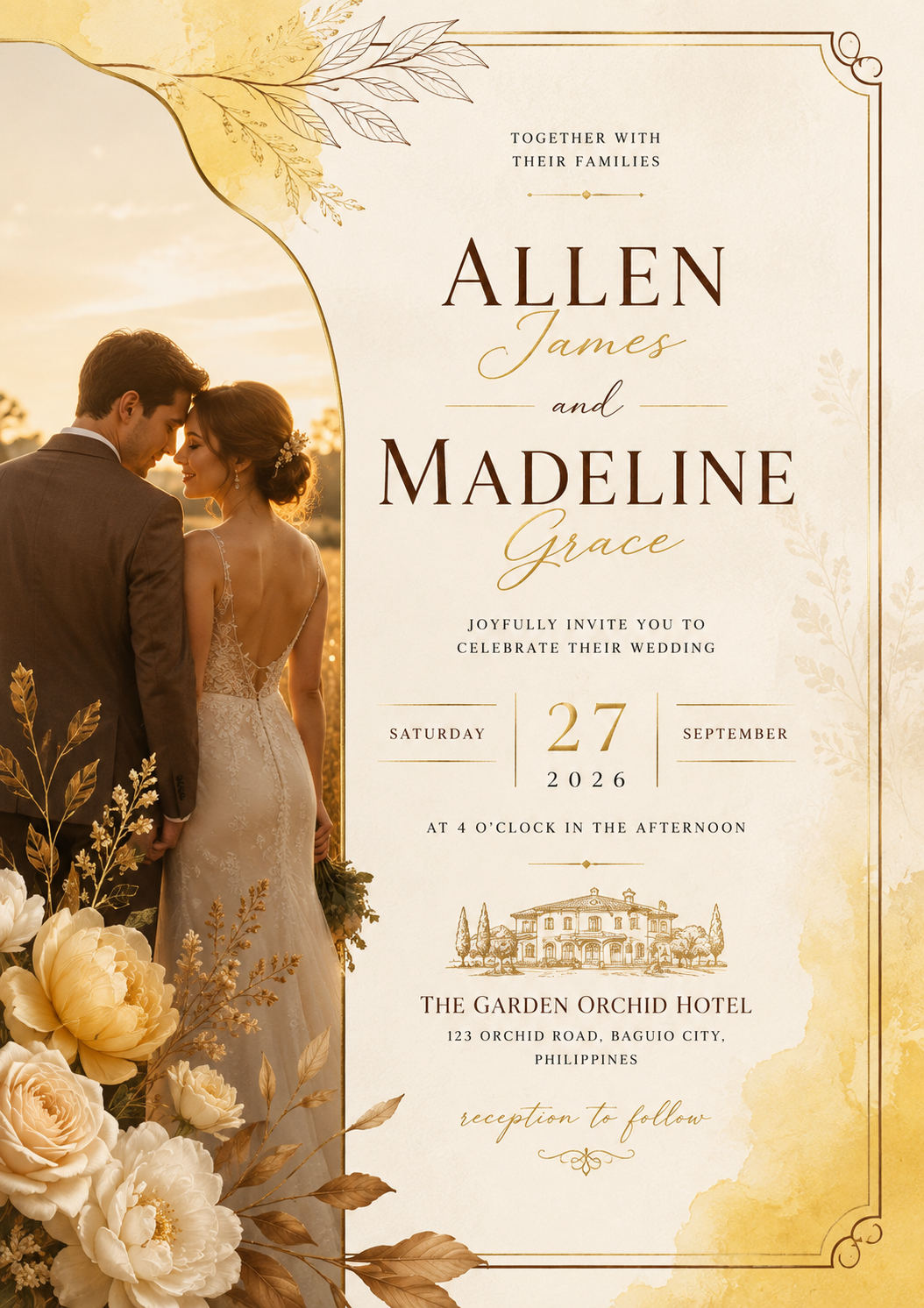 Gilded Frame Portrait — wedding invitation design