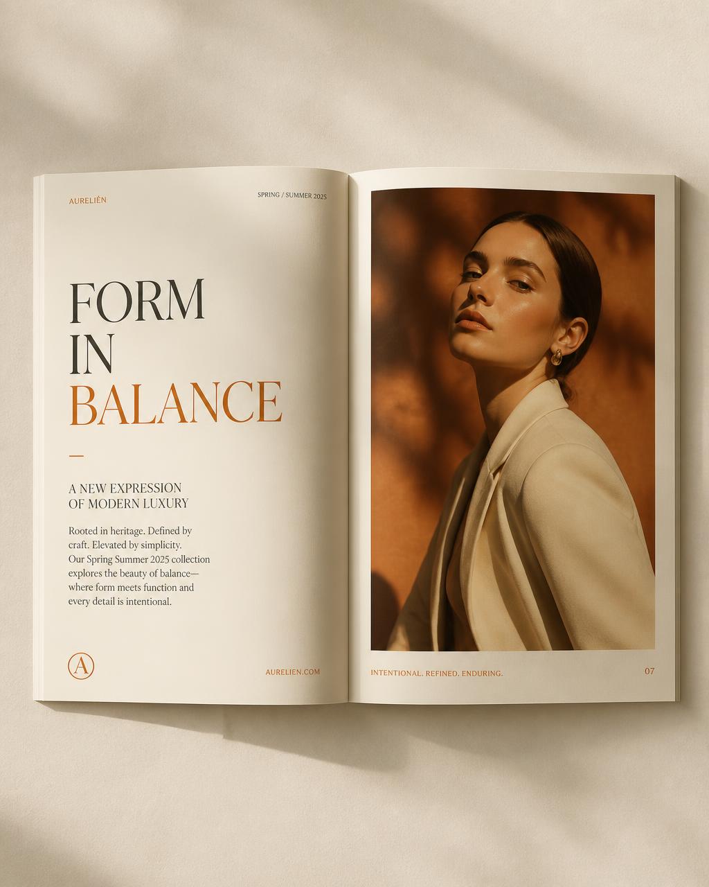 Editorial magazine spread from a luxury campaign
