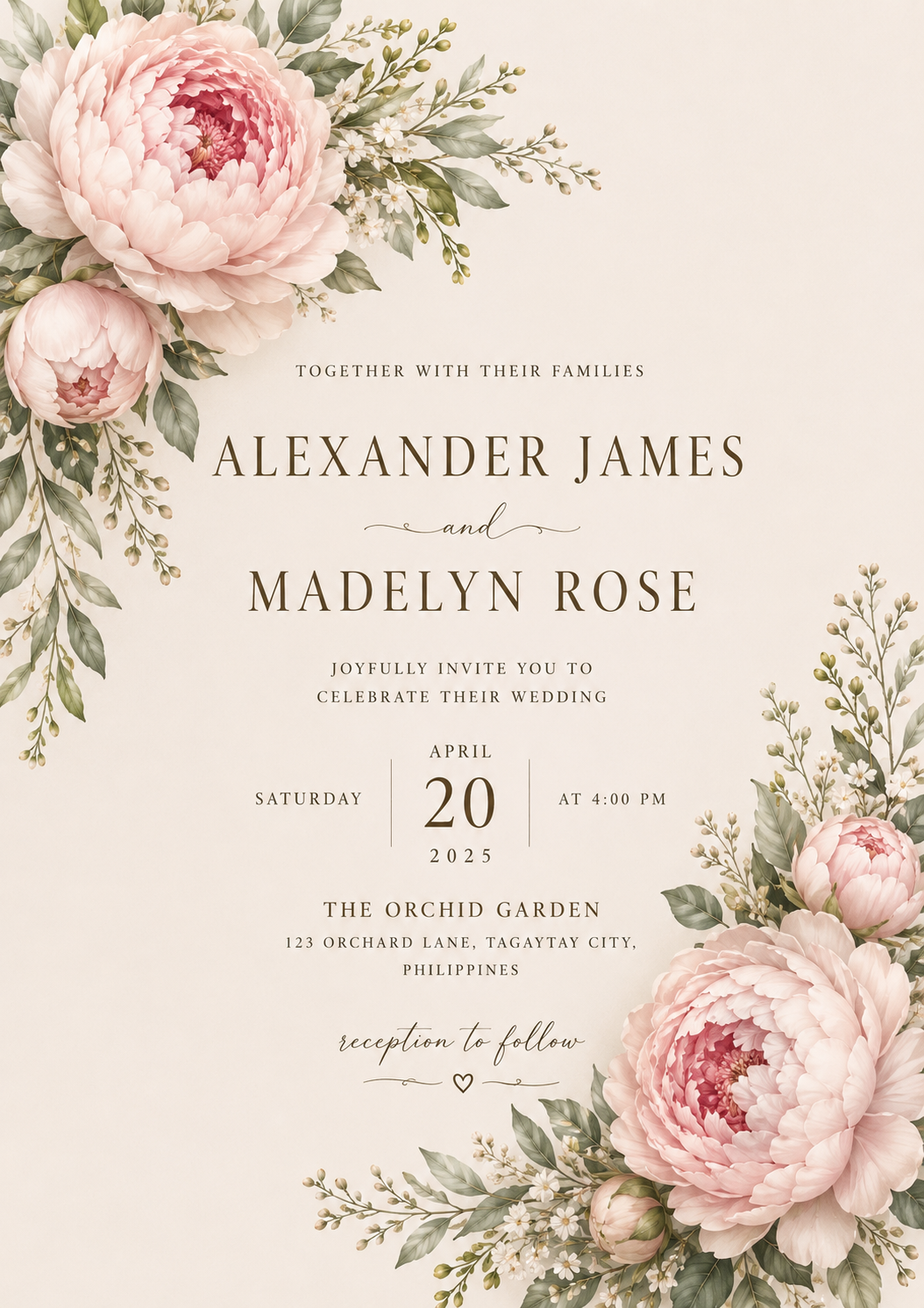 Peony Romance — wedding invitation design