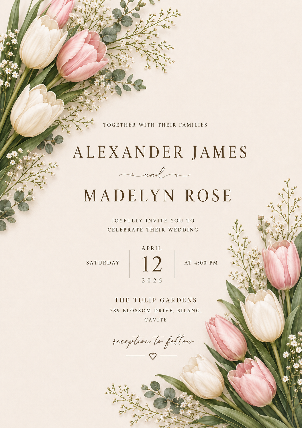 Blush Tulip Garden — wedding invitation design