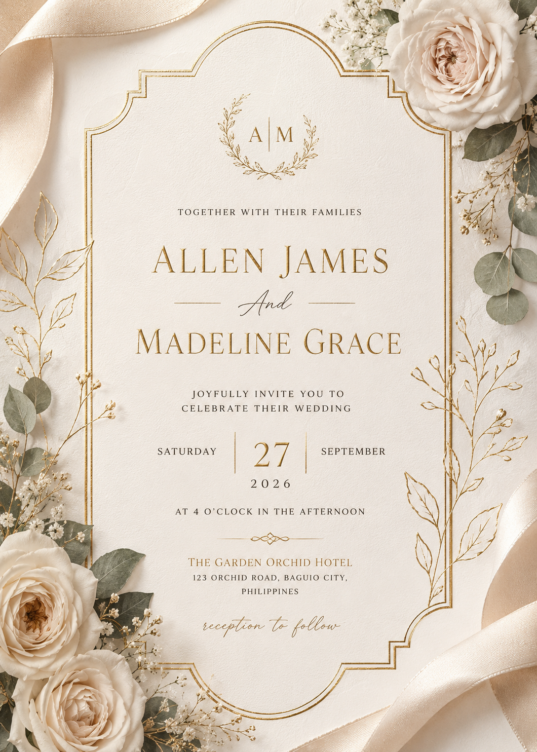 Ivory Rose & Gold — wedding invitation design