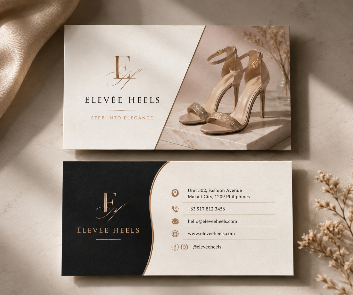 Elevée Heels business card design