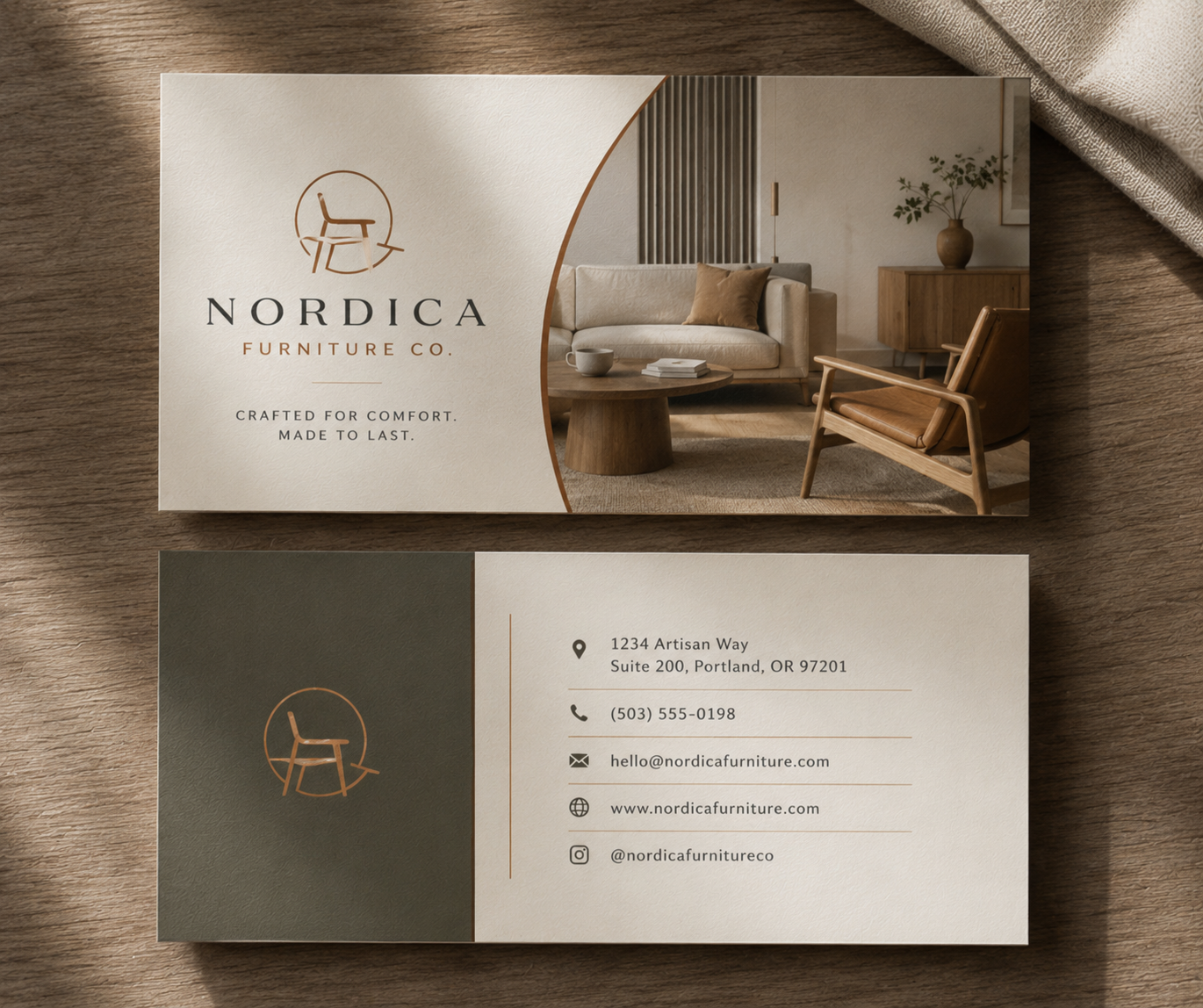 Nordica Furniture Co. business card design