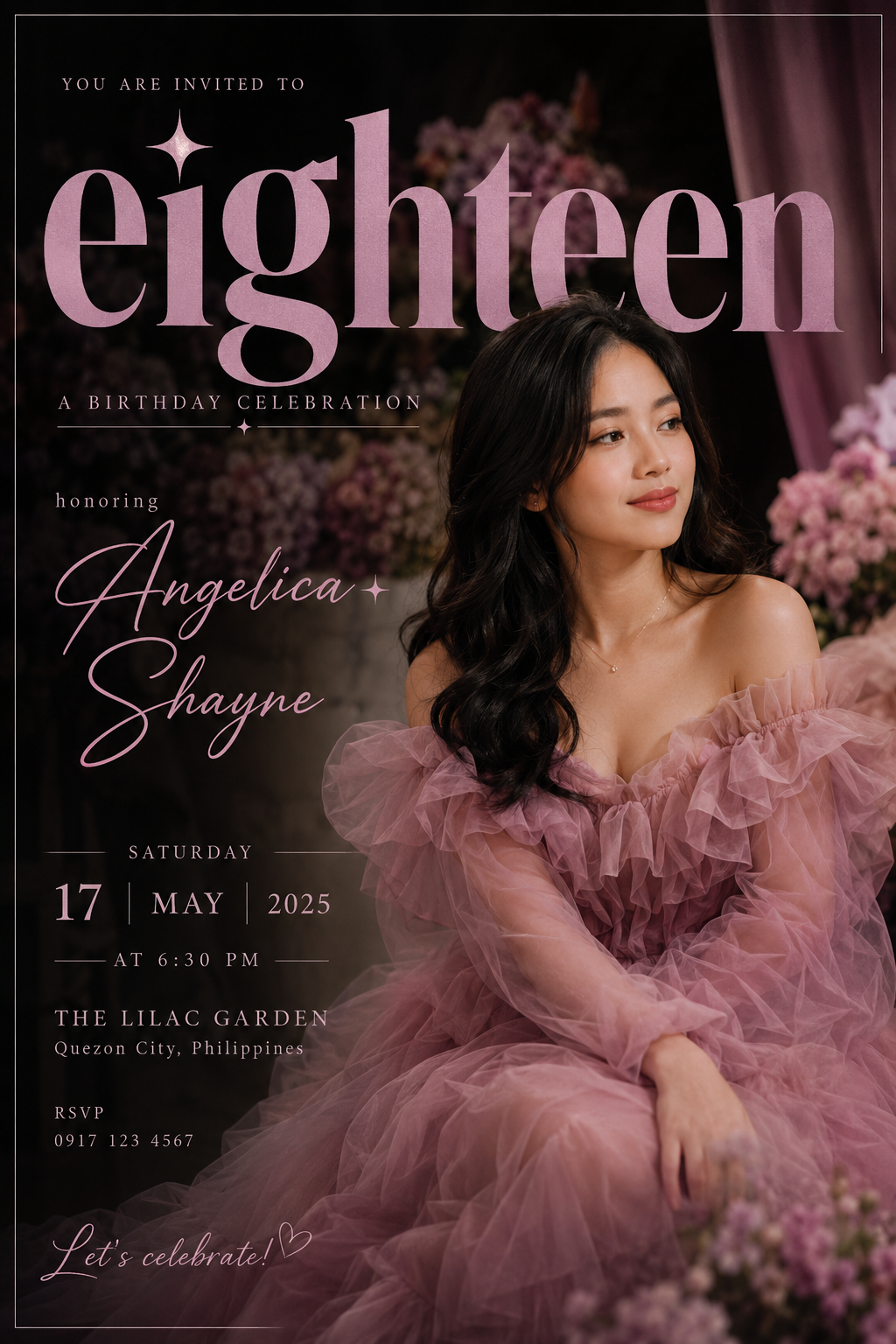Mauve Eighteen — debut invitation design