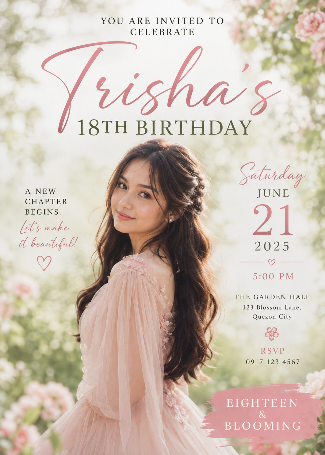 Garden Blooming — debut invitation design