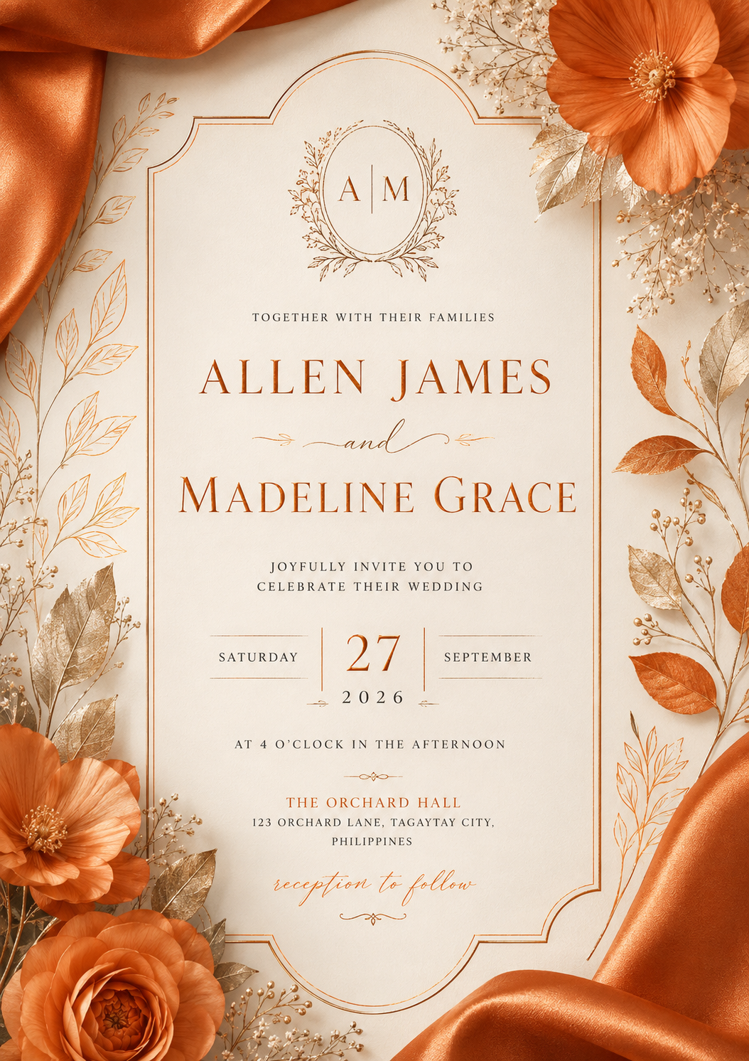 Autumn Poppy Silk — wedding invitation design