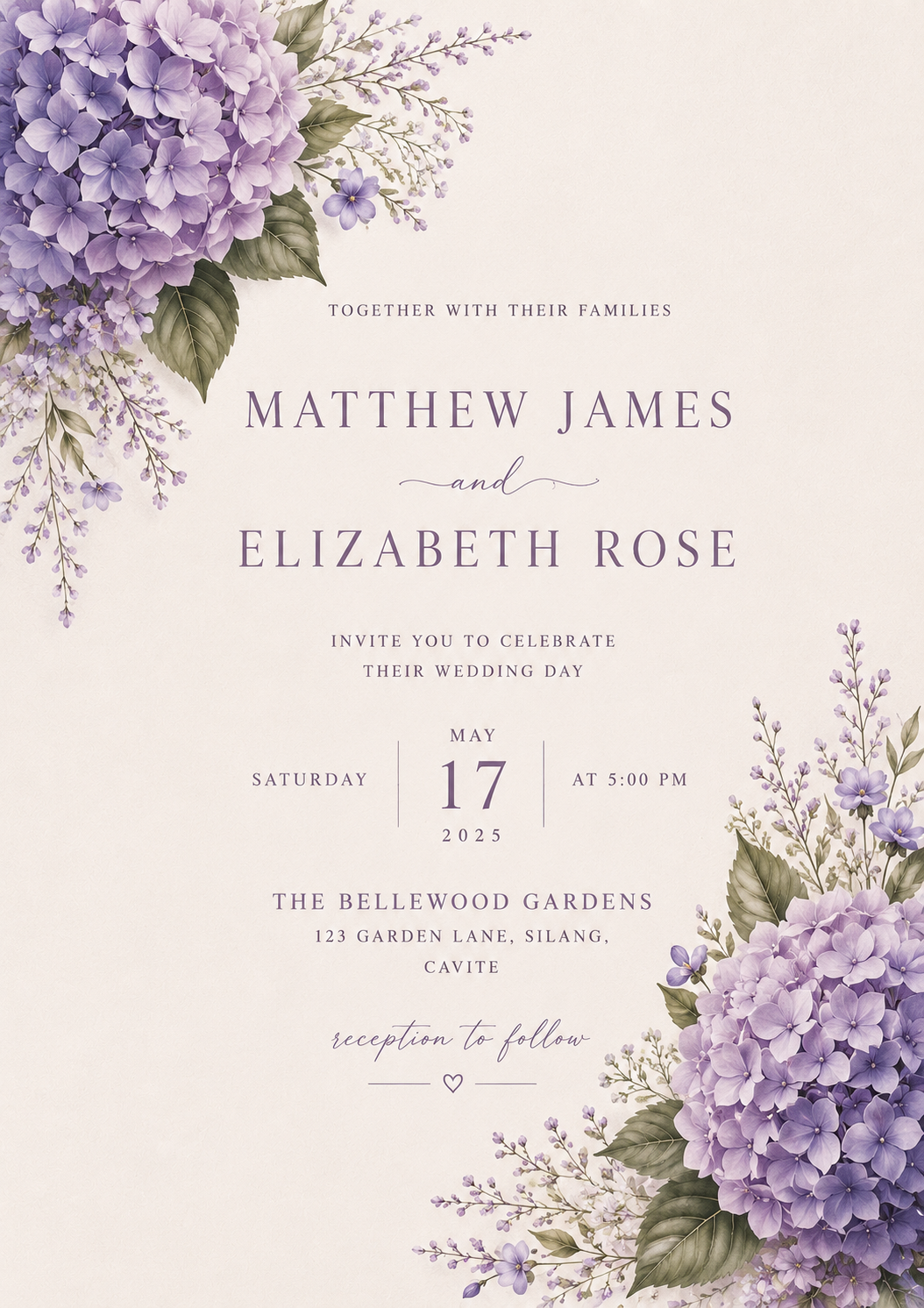 Hydrangea Whisper — wedding invitation design