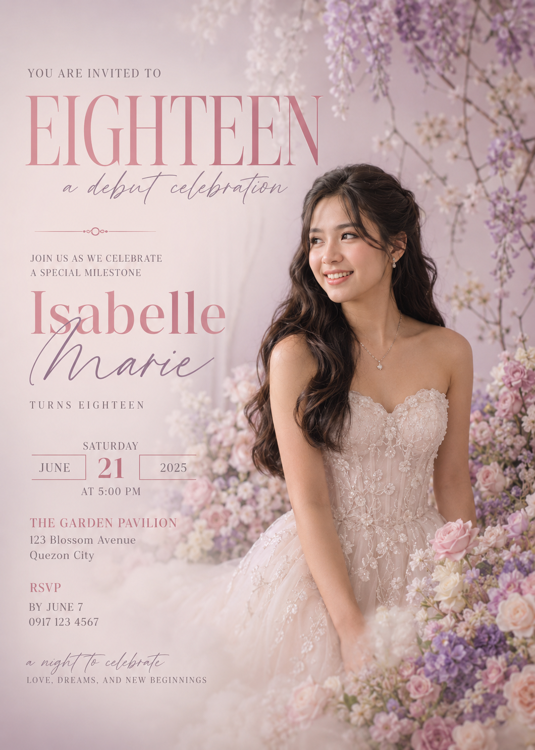 Blossom Debut — debut invitation design