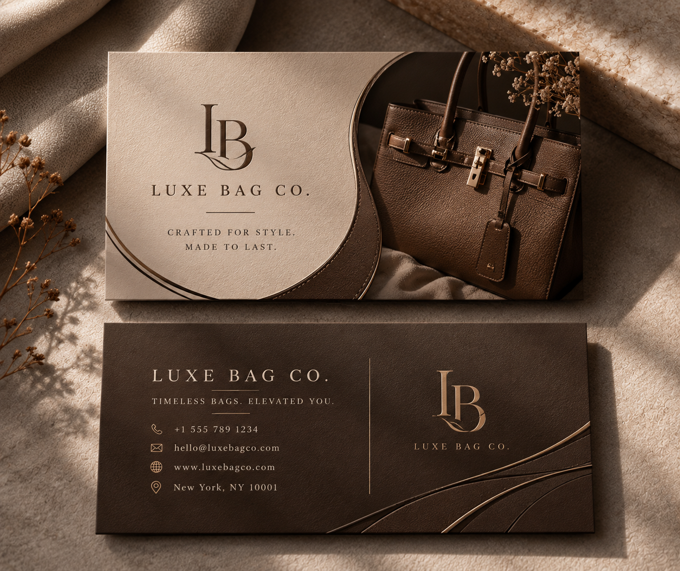 Luxe Bag Co. business card design