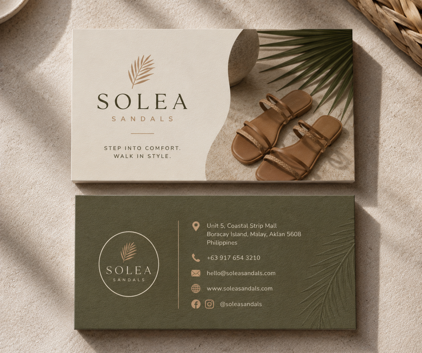 Solea Sandals business card design
