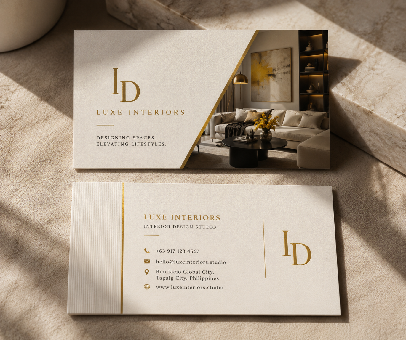 Luxe Interiors business card design