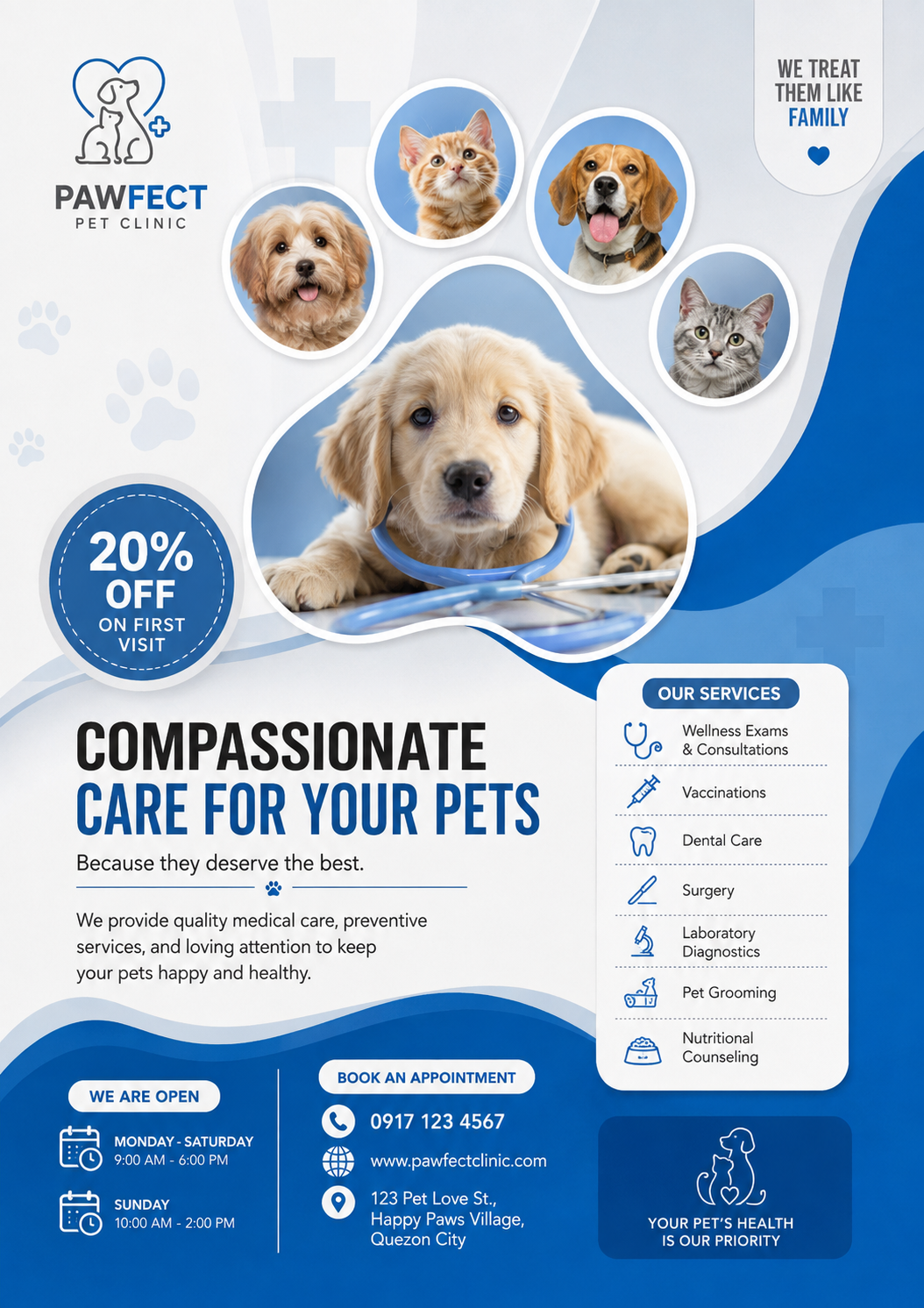 Pawfect Pet Clinic flyer design