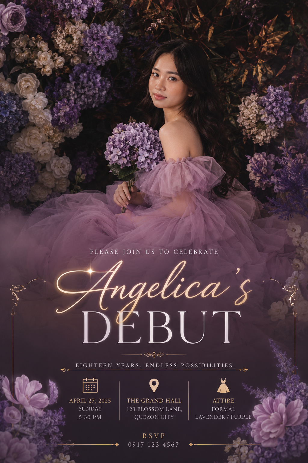 Lavender Debut — debut invitation design